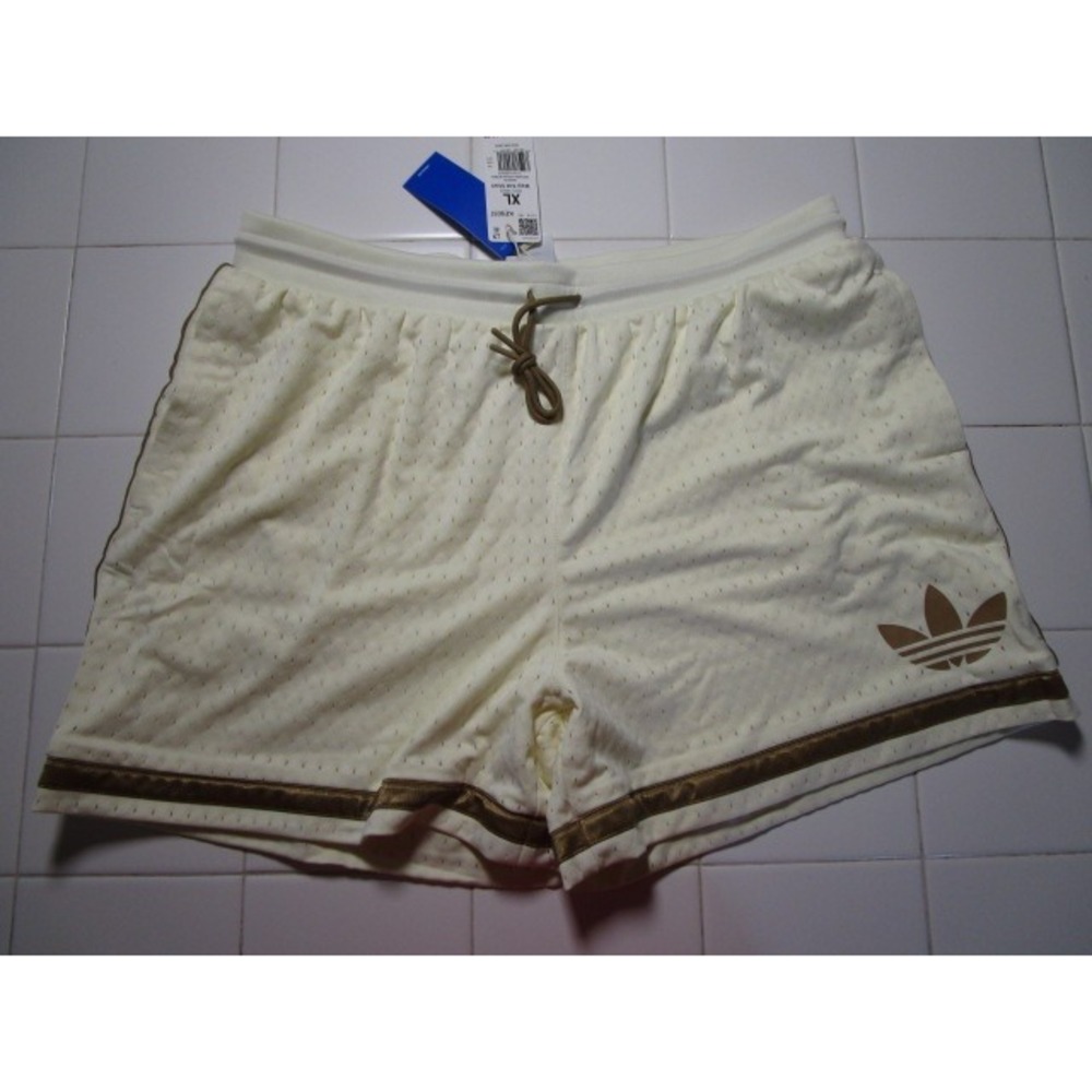 Adidas Originals KE9037 Basketball Warp Knit Shorts Ivory Brown Men's XL